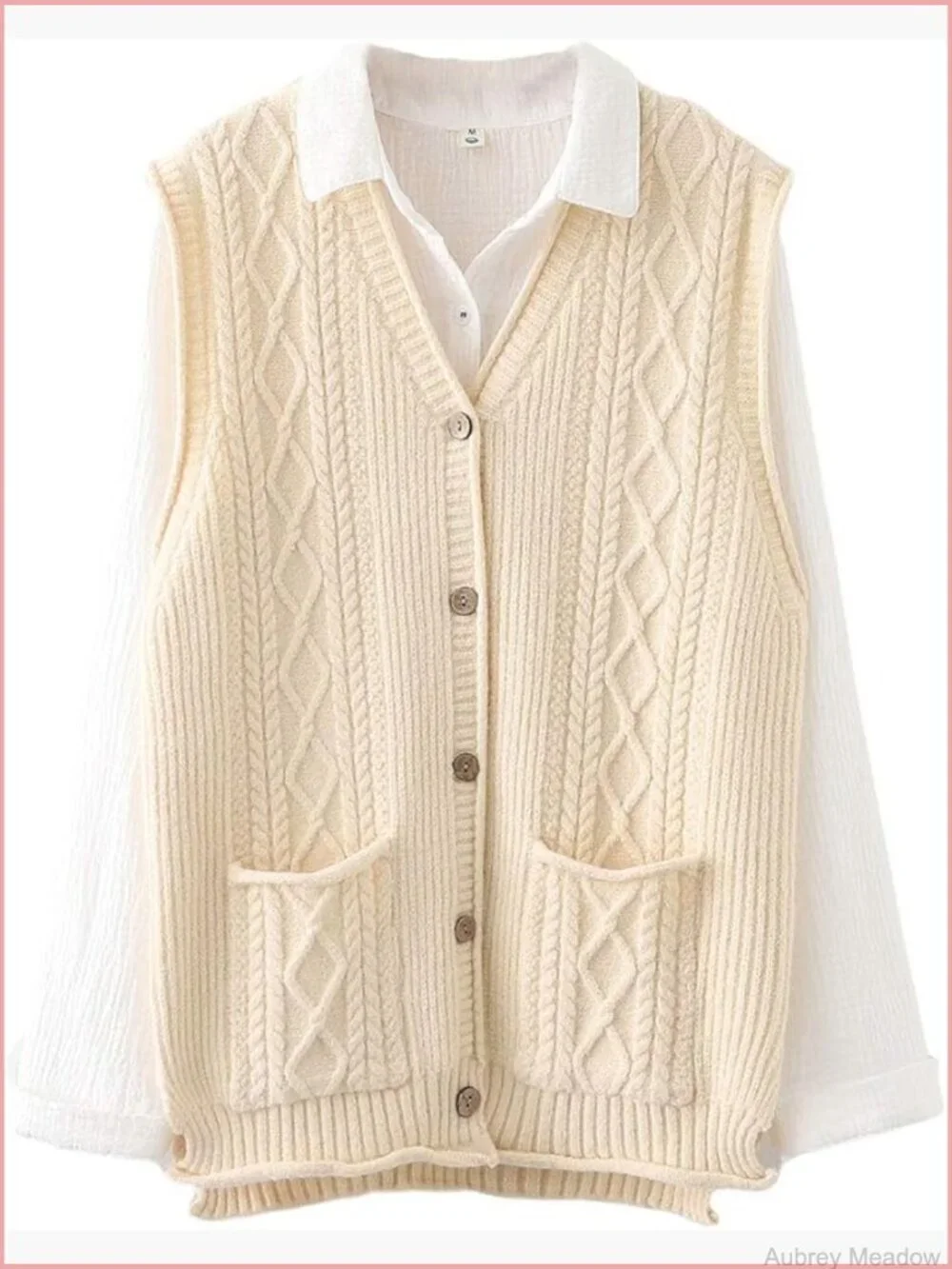 Women's Sleeveless Cardigan Vest with Pockets, Knit Button Down